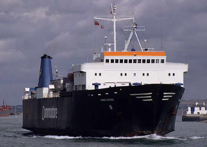 Photograph of the vessel  Norman Commodore pictured departing Portsmouth Harbour on 5th September 1992