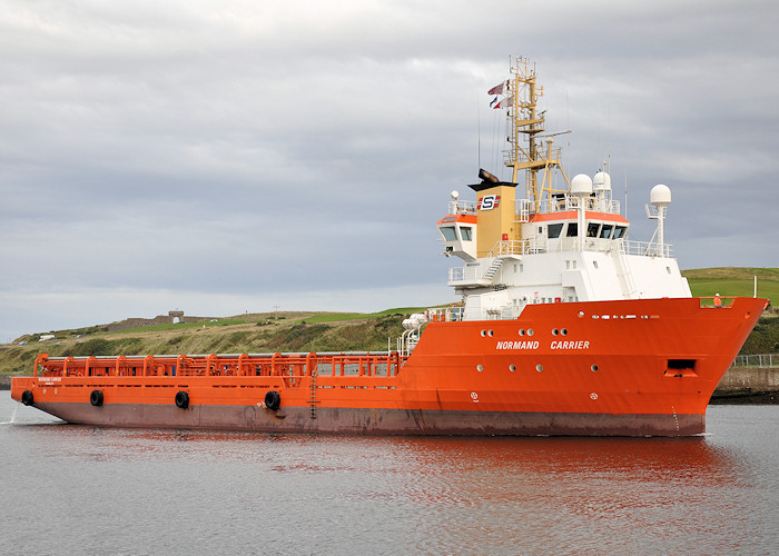 Photograph of the vessel  Normand Carrier pictured arriving at Aberdeen on 16th September 2012