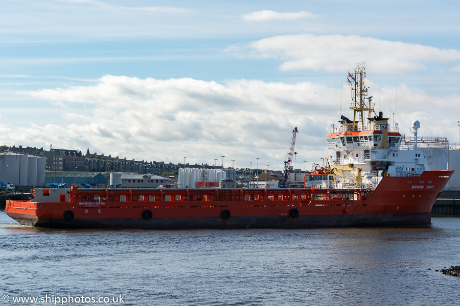 Photograph of the vessel  Normand Carrier pictured arriving at Aberdeen on 19th September 2015