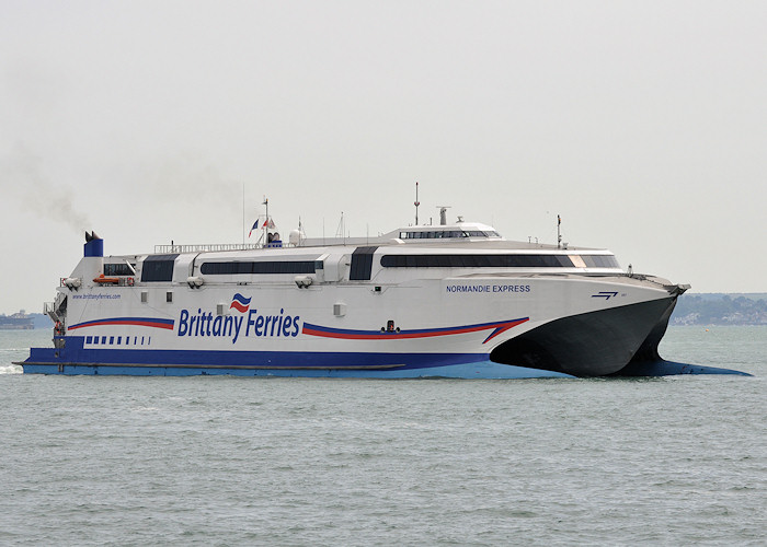 Photograph of the vessel  Normandie Express pictured approaching Portsmouth Harbour on 21st July 2012