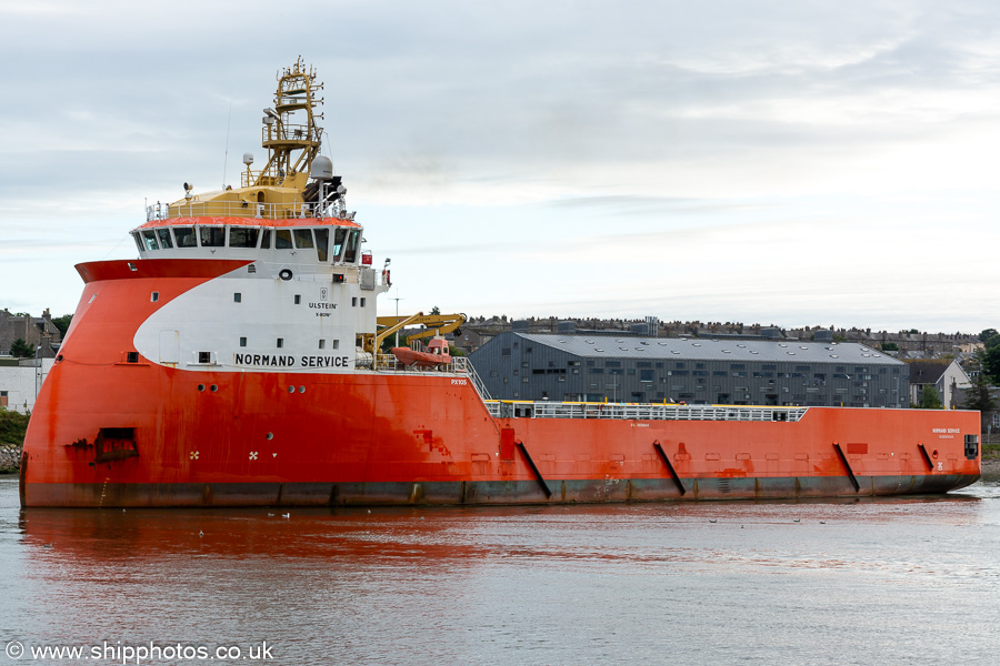 Photograph of the vessel  Normand Service pictured departing Aberdeen on 9th August 2023