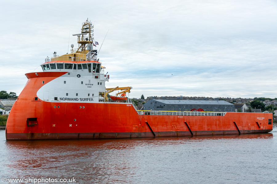 Photograph of the vessel  Normand Surfer pictured departing Aberdeen on 9th August 2023