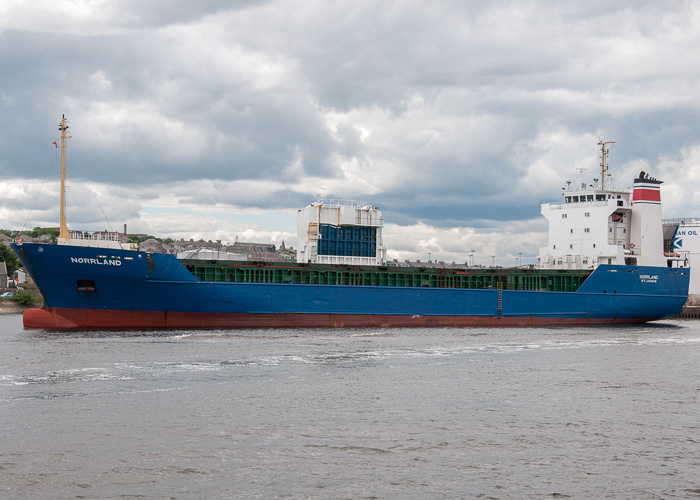 Photograph of the vessel  Norrland pictured departing Aberdeen on 11th June 2014