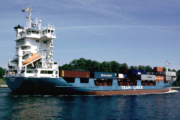Photograph of the vessel  Norrland pictured passing through Rendsburg on 7th June 1997