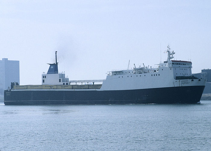 Norsky pictured departing Beneluxhaven, Europoort on 27th September 1992