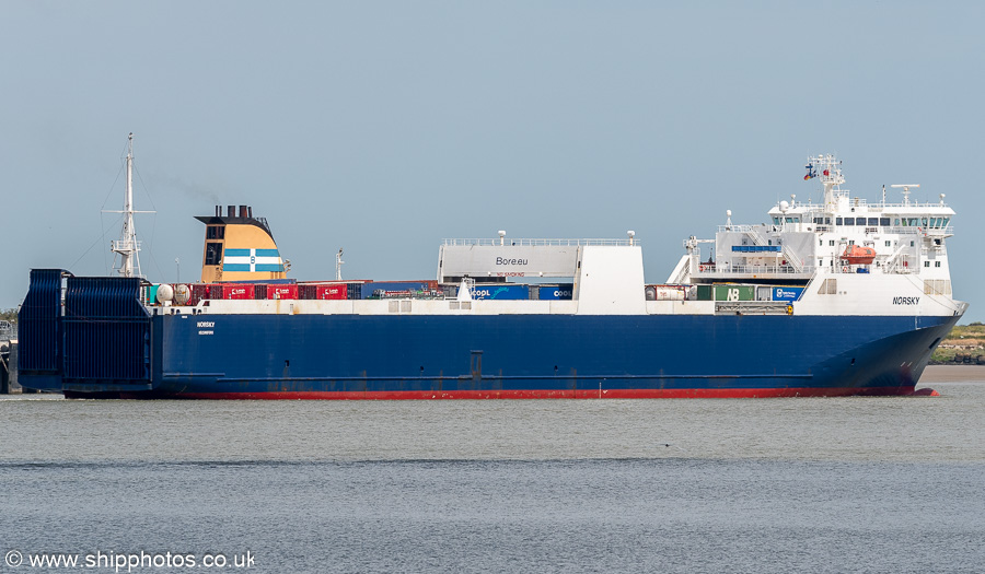 Photograph of the vessel  Norsky pictured departing Tilbury 2 Terminal on 18th July 2025