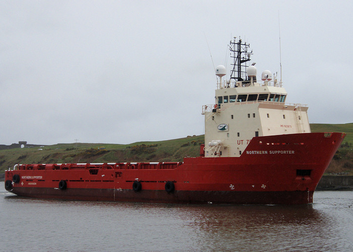 Photograph of the vessel  Northern Supporter pictured arriving at Aberdeen on 17th April 2012