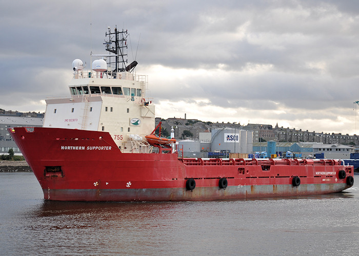 Photograph of the vessel  Northern Supporter pictured departing Aberdeen on 14th September 2012