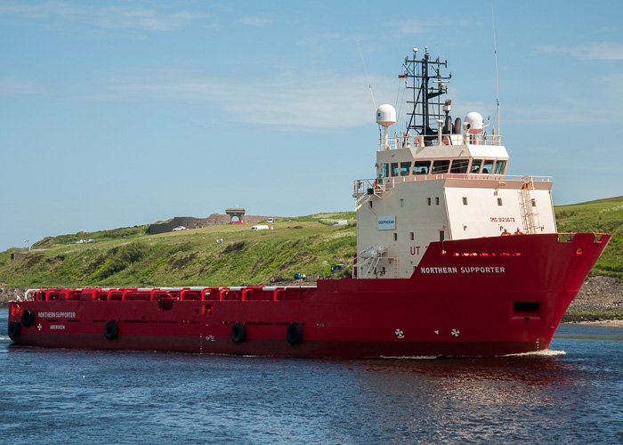 Photograph of the vessel  Northern Supporter pictured arriving at Aberdeen on 9th June 2014