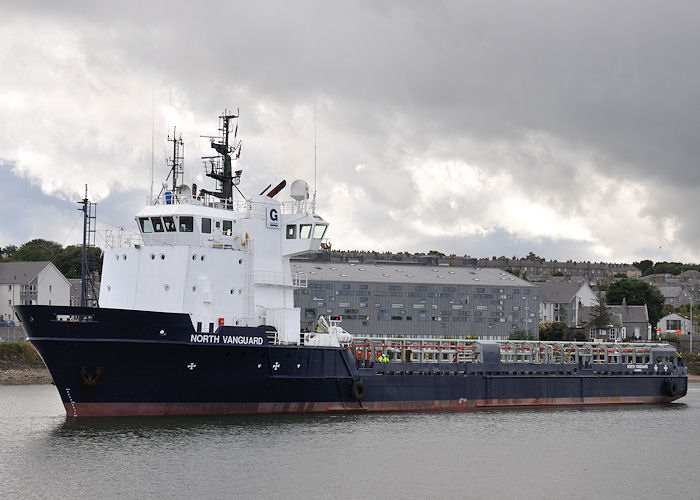 Photograph of the vessel  North Vanguard pictured departing Aberdeen on 15th September 2013