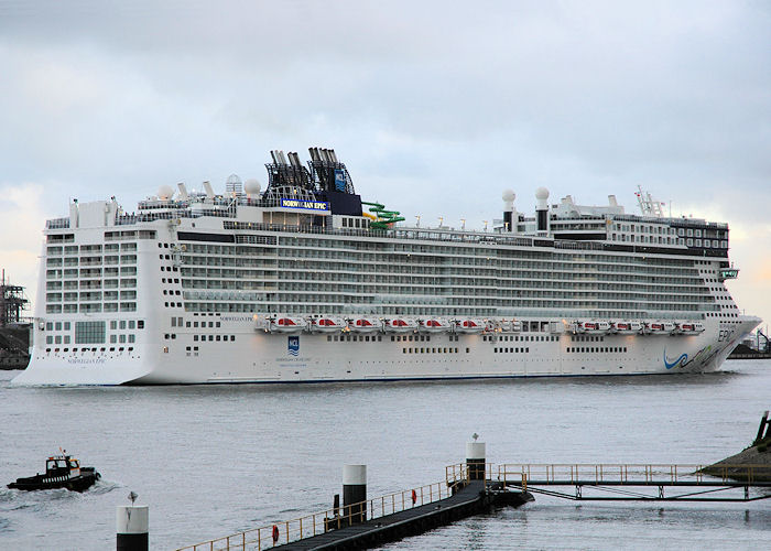 Photograph of the vessel  Norwegian Epic pictured passing Vlaardingen on 19th June 2010