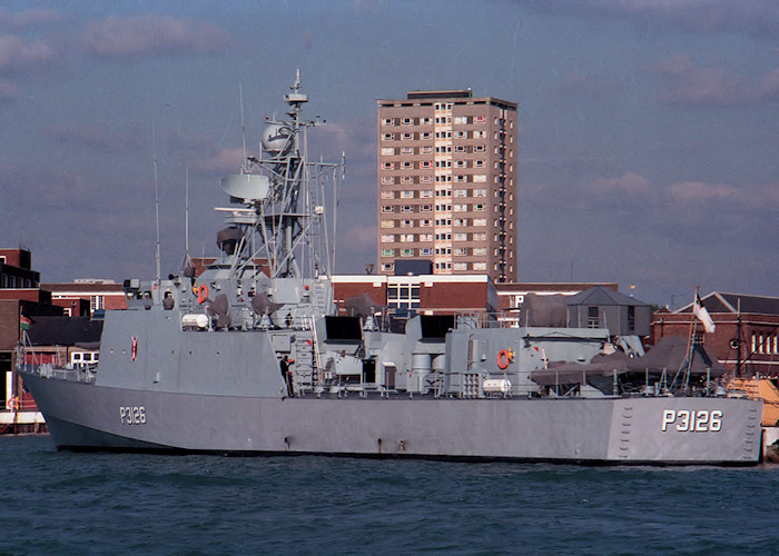 Photograph of the vessel KNS Nyayo pictured at Portsmouth Harbour on 26th September 1987