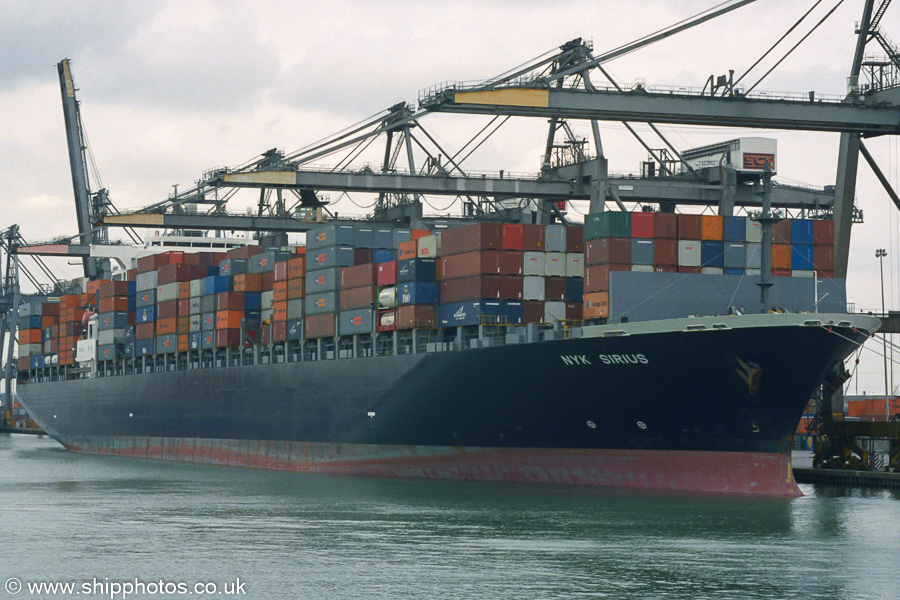 Photograph of the vessel  NYK Sirius pictured at Southampton Container Terminal on 27th September 2003