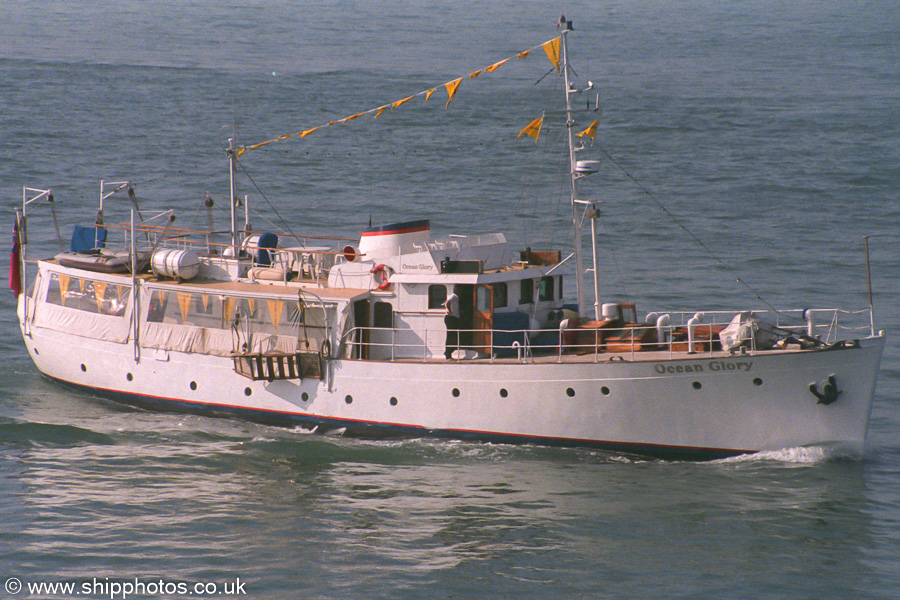 Photograph of the vessel  Ocean Glory pictured arriving in Portsmouth Harbour on 24th September 1989