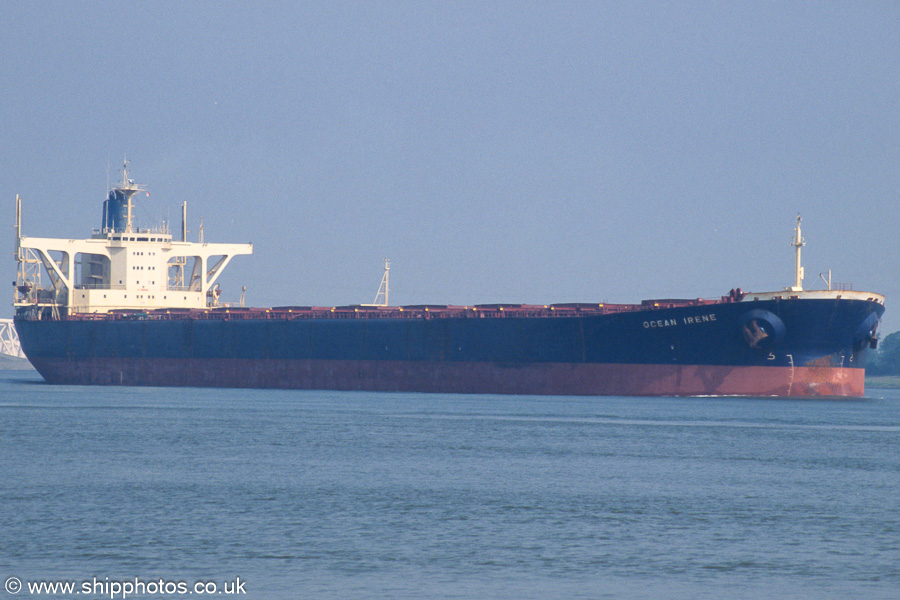 Photograph of the vessel  Ocean Irene pictured on the Nieuwe Waterweg on 18th June 2002