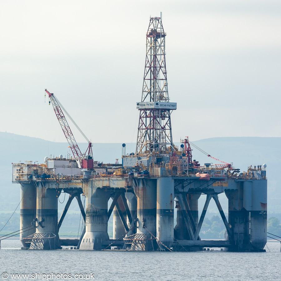 Photograph of the vessel  Ocean Patriot pictured laid up on Cromarty Firth on 18th May 2024
