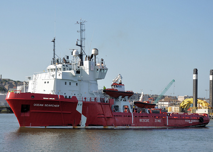 Photograph of the vessel  Ocean Searcher pictured departing Aberdeen on 15th September 2012