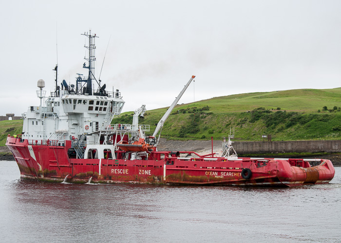 Photograph of the vessel  Ocean Searcher pictured departing Aberdeen on 14th June 2014