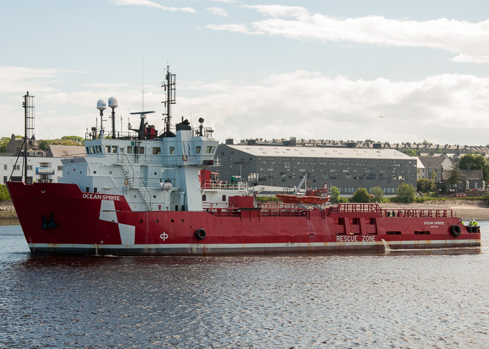 Photograph of the vessel  Ocean Sprite pictured departing Aberdeen on 8th June 2014