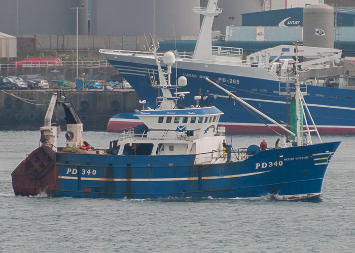 Photograph of the vessel fv Ocean Venture II pictured departing Peterhead on 5th May 2014