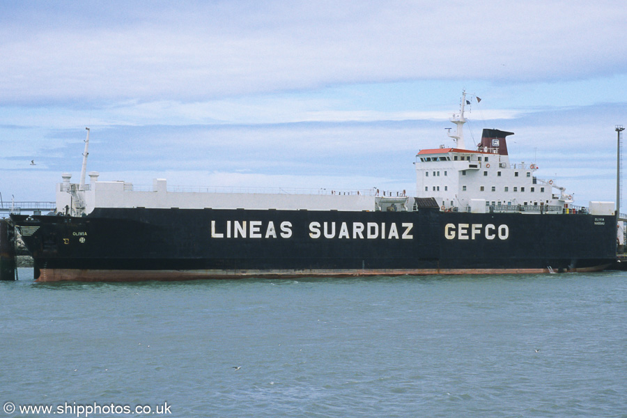 Photograph of the vessel  Olivia pictured at Calais on 22nd June 2002