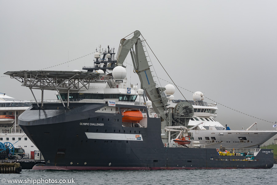 Photograph of the vessel  Olympic Challenger pictured at Scalloway on 21st May 2015
