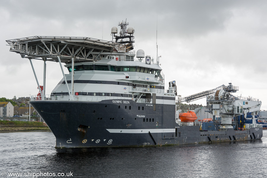 Photograph of the vessel  Olympic Delta pictured departing Aberdeen on 27th May 2019