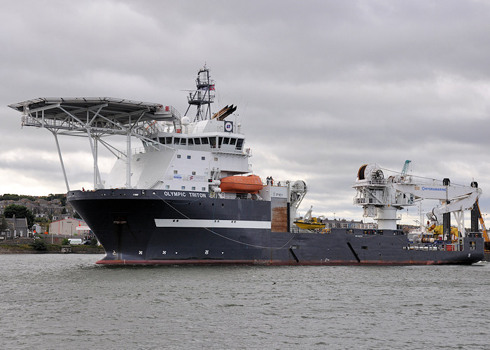 Photograph of the vessel  Olympic Triton pictured departing Aberdeen on 14th September 2012