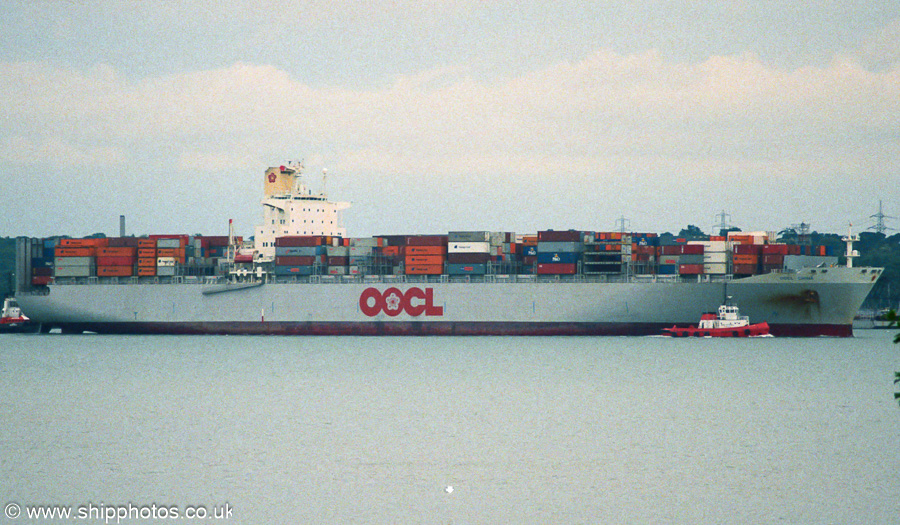 Photograph of the vessel  OOCL China pictured arriving at Southampton on 18th July 2001