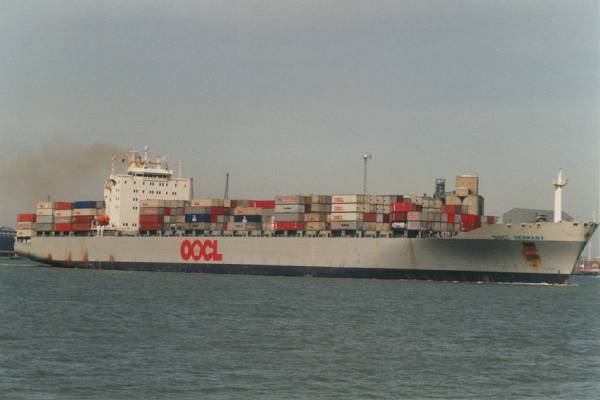  OOCL Germany pictured departing Southampton on 8th April 1997