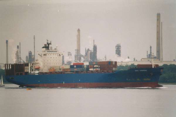 Photograph of the vessel  OOCL Harmony pictured arriving in Southampton on 9th June 2000