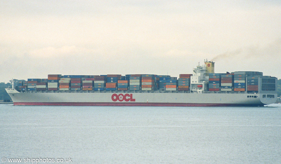 Photograph of the vessel  OOCL Shenzhen pictured departing Southampton on 27th September 2003