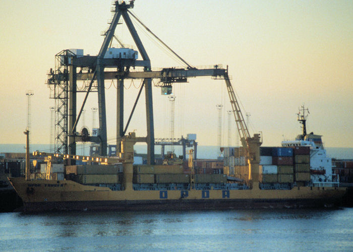Photograph of the vessel  OPDR Tanger pictured in Felixstowe on 21st April 1997