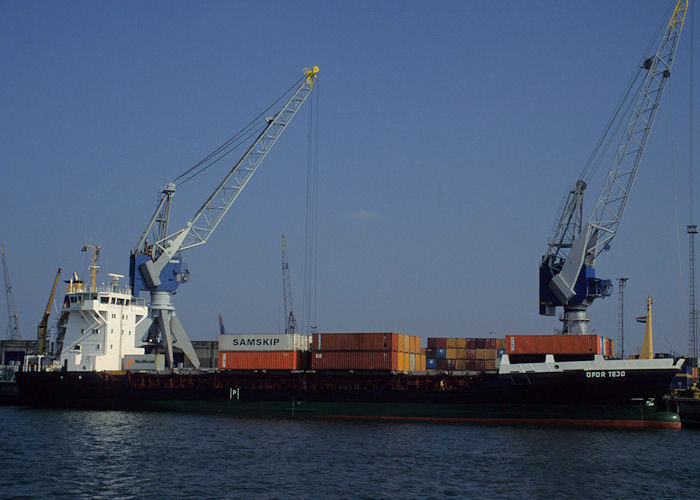 Photograph of the vessel  OPDR Tejo pictured in Prinses Beatrixhaven, Rotterdam on 14th April 1996