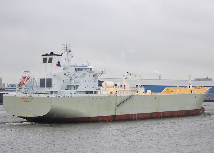 Photograph of the vessel  Orange Sun pictured passing Vlaardingen on 25th June 2011