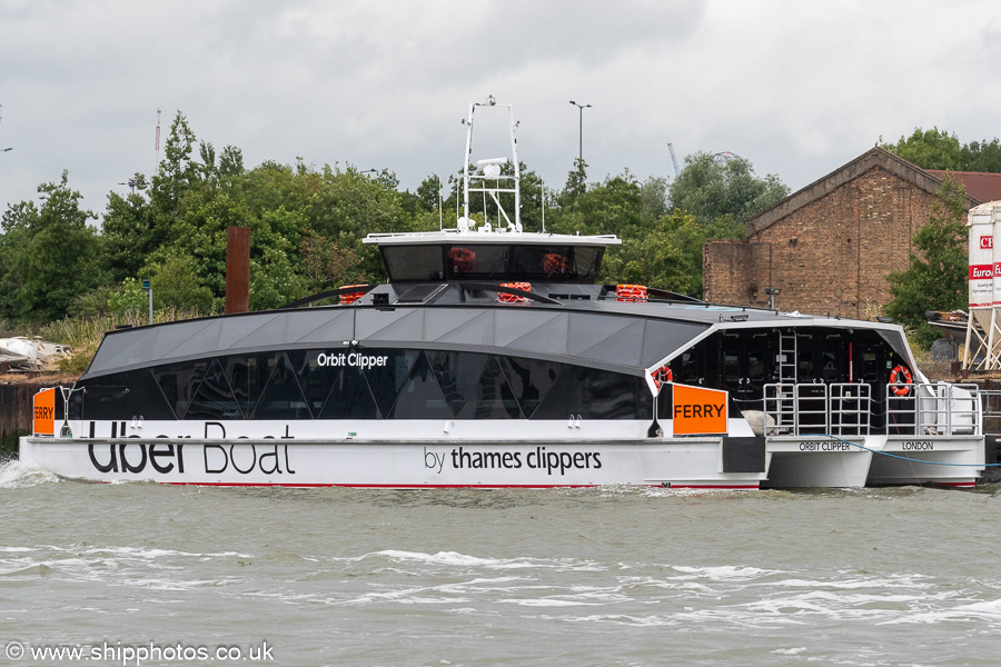 Photograph of the vessel  Orbit Clipper pictured at Trinity Jubilee Pier, Leamouth on 20th July 2025