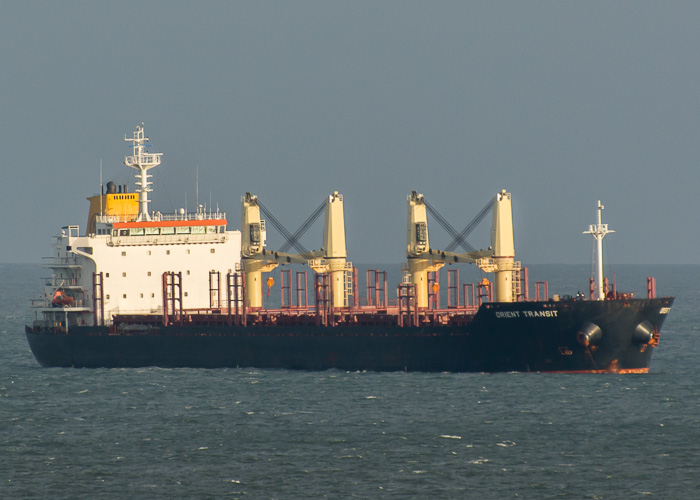 Photograph of the vessel  Orient Transit pictured at anchor off Tynemouth on 30th December 2014