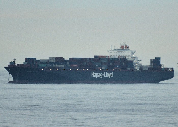 Photograph of the vessel  Osaka Express pictured at anchor off Rotterdam on 26th June 2012