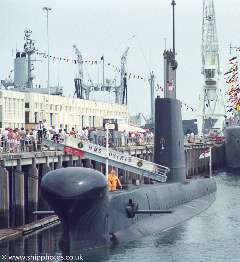 Photograph of the vessel HMS Osiris pictured in Portland Harbour on 23rd July 1989