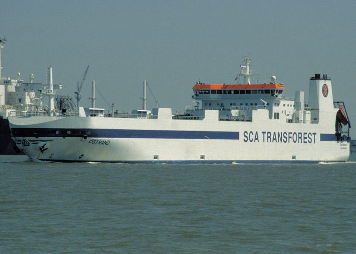 Photograph of the vessel  Ostrand pictured on the River Thames on 16th May 1998