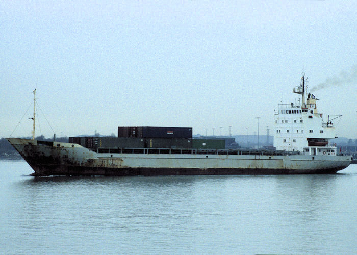 Photograph of the vessel  Ouirgane pictured arriving at Southampton on 21st January 1998