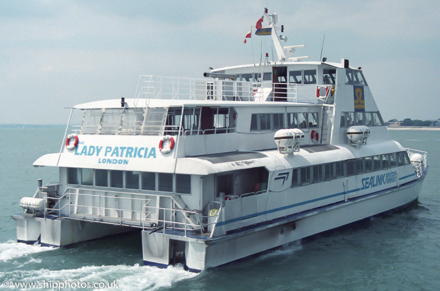 Photograph of the vessel  Our Lady Patricia pictured departing Clarence Pier, Southsea on 2nd July 1989