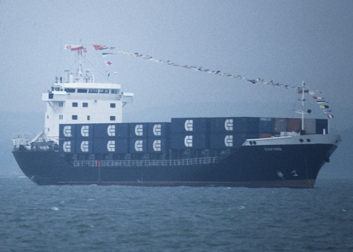 Photograph of the vessel  Oxford pictured at anchor in the Solent on 27th July 1990