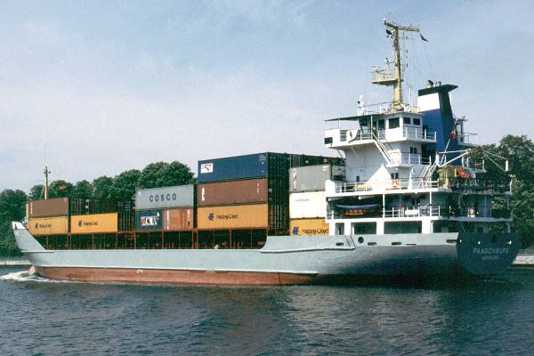 Photograph of the vessel  Paaschburg pictured passing through Rendsburg on 7th June 1997