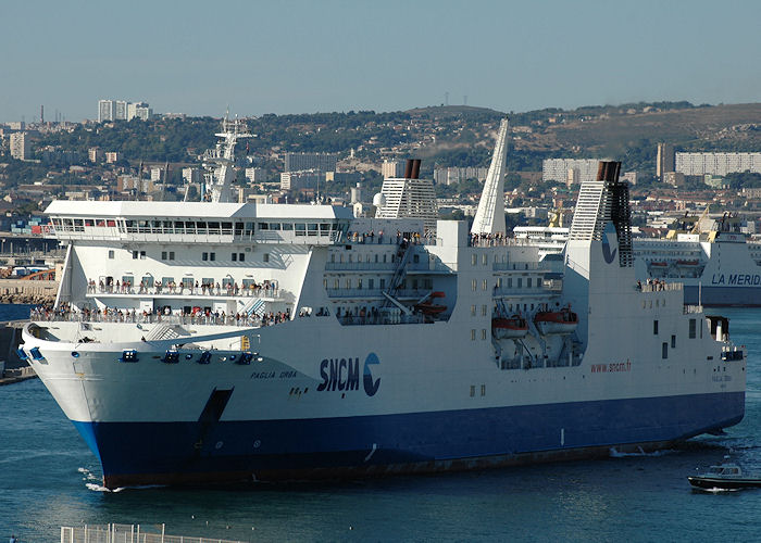 Photograph of the vessel  Paglia Orba pictured departing Marseille on 9th August 2008