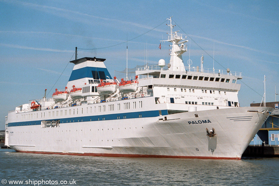 Photograph of the vessel  Paloma pictured at the London Cruise Terminal, Tilbury on 1st September 2001