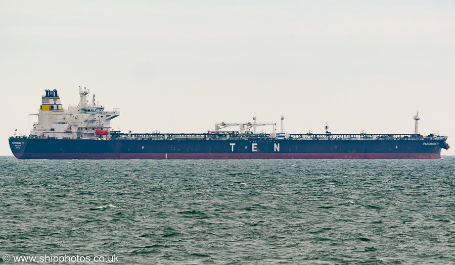 Photograph of the vessel  Parthenon TS pictured at anchor in the Solent on 15th July 2024
