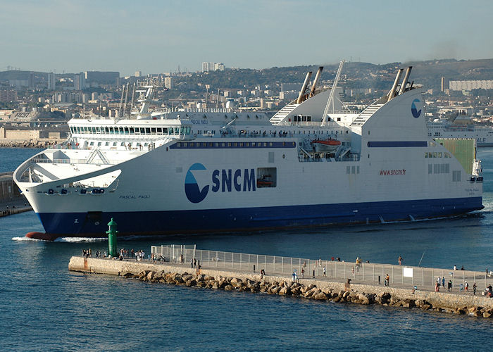 Photograph of the vessel  Pascal Paoli pictured departing Marseille on 10th August 2008