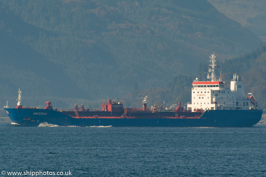 Photograph of the vessel  Paterna pictured departing Finnart on 17th October 2015