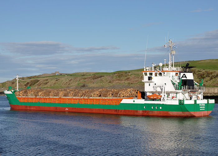 Photograph of the vessel  Patria pictured departing Aberdeen on 6th May 2013